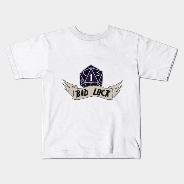 D20 - BAD Luck Kids T-Shirt by RickSoleni